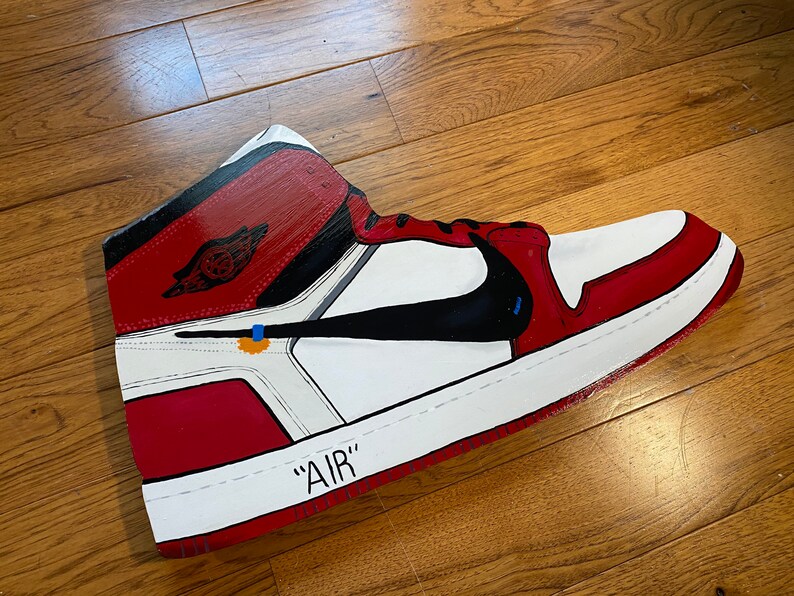 Hand Painted Air Jordan 1 X OFF WHITE Wood Cut Out Air Jordan Etsy
