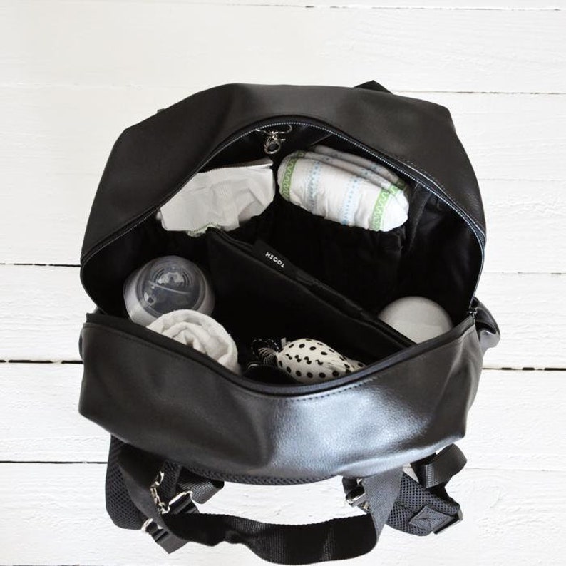 black and white striped diaper bag backpack
