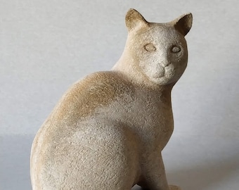 The Cat. Original hand modelling ceramic sculpture.