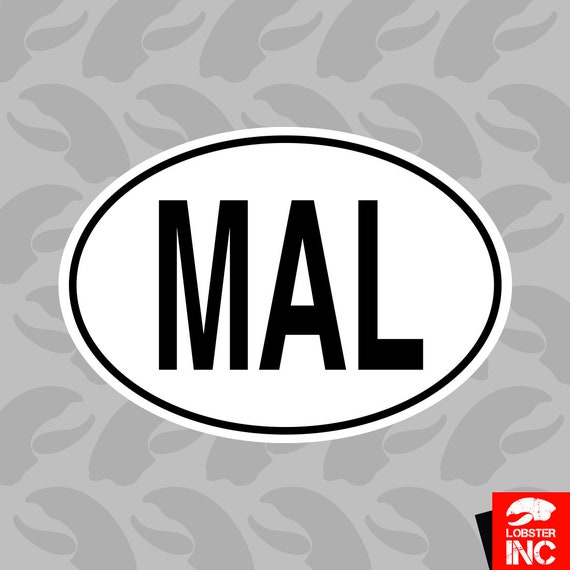 Mal Malaysia Country Code Oval Sticker Self Adhesive Vinyl Etsy