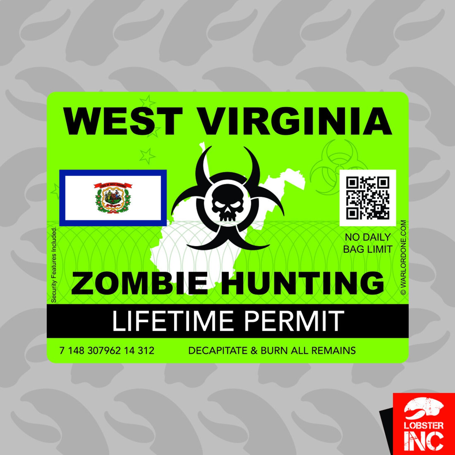Zombie West Virginia State Hunting Permit Sticker Self Etsy