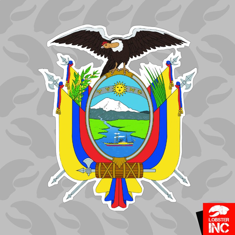 Ecuadorian Coat of Arms Sticker Self Adhesive Vinyl Ecuador Etsy
