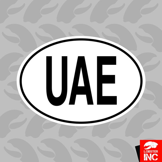 Sticker oval flag vinyl country code UAE AE united arab emirates 