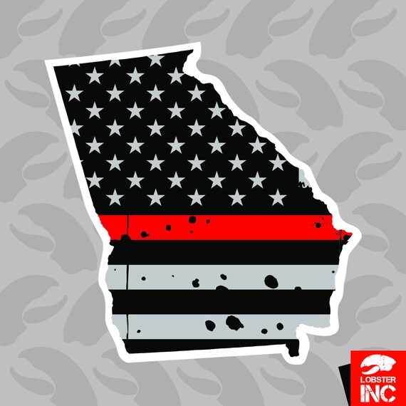 Distressed Thin Red Line Florida State Shaped Subdued US Flag Sticker fire FL