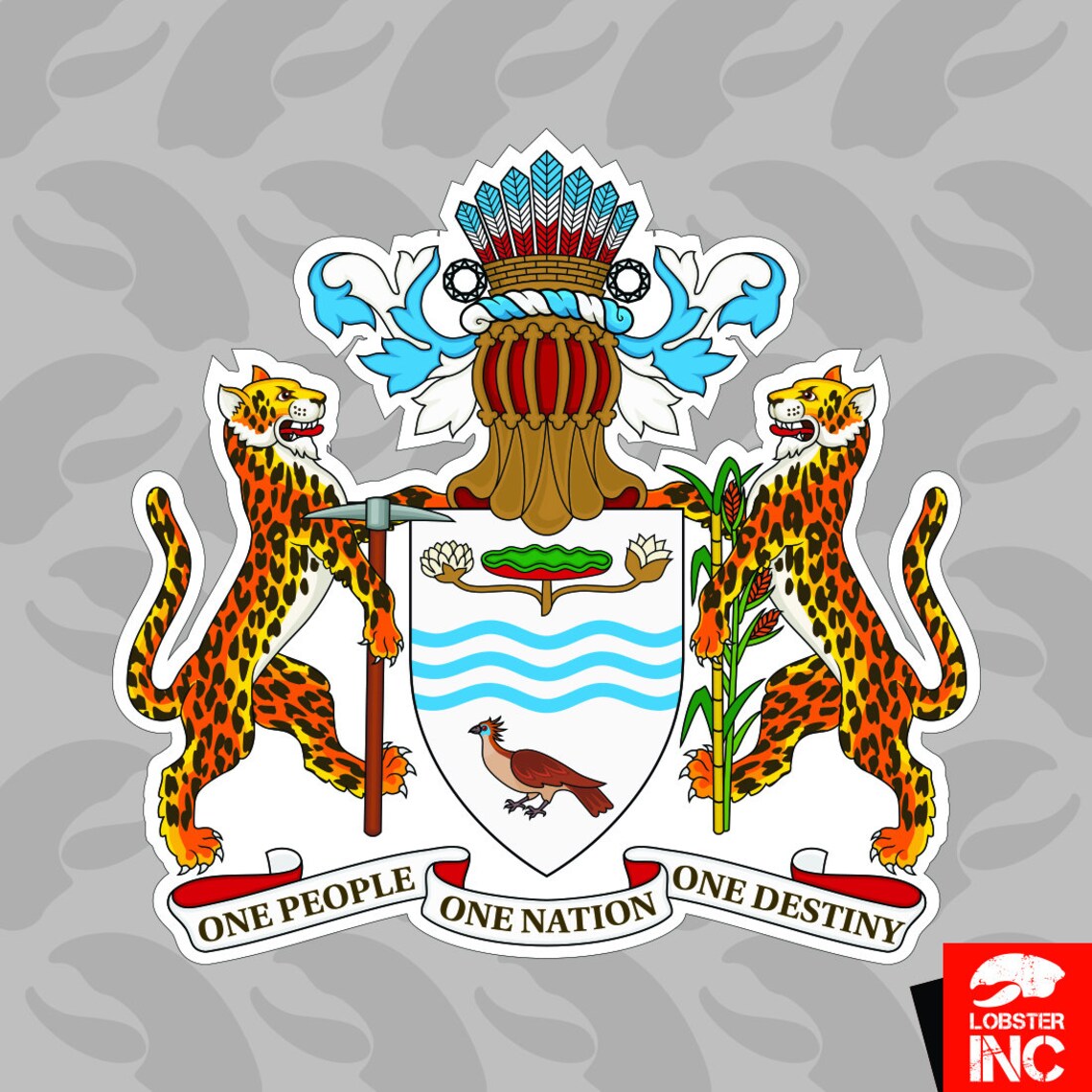 Guyanese Coat of Arms Sticker Self Adhesive Vinyl Guyana Flag Etsy