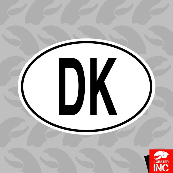 Dk Denmark Country Code Oval Sticker Self Adhesive Vinyl Etsy