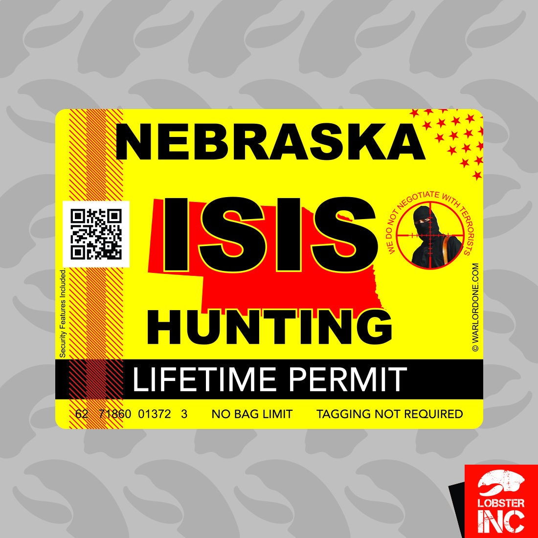 USA Terrorist Hunting License 2 Pk Sticker ISIS Permit Funny Decal Vinyl Bumper 