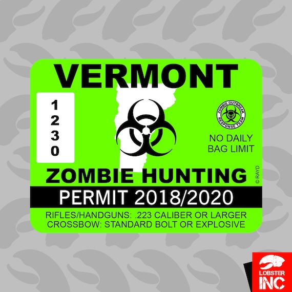 Vermont Bigfoot Hunting Permit Sticker Self Adhesive Vinyl Sasquatch Lifetime