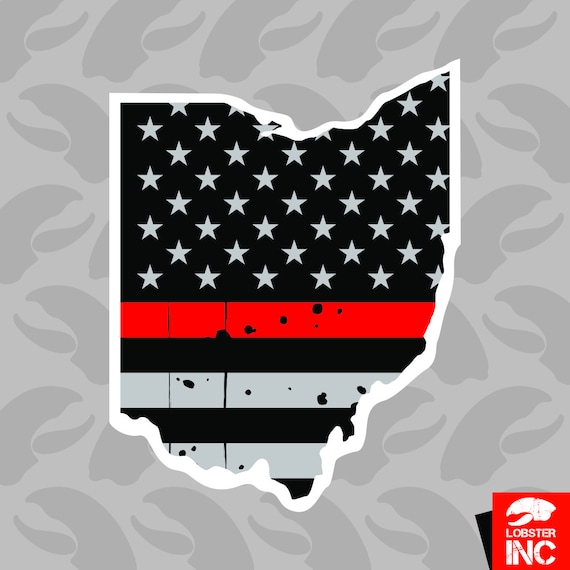 Distressed Thin Red Line Florida State Shaped Subdued US Flag Sticker fire FL