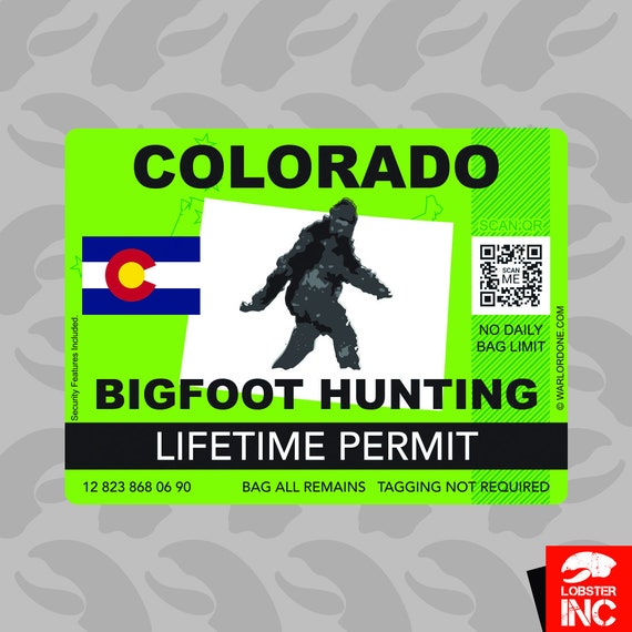 Colorado Sasquatch Hunting Permit Sticker Decal Vinyl Bigfoot 13igfo0T CO
