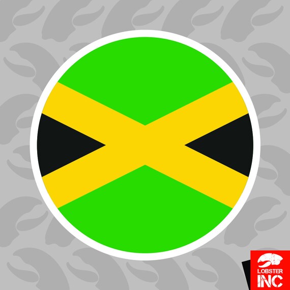 JAMAICAN FLAG IN HEART SHAPE JAMAICA MULTI PACK VINYL STICKERS