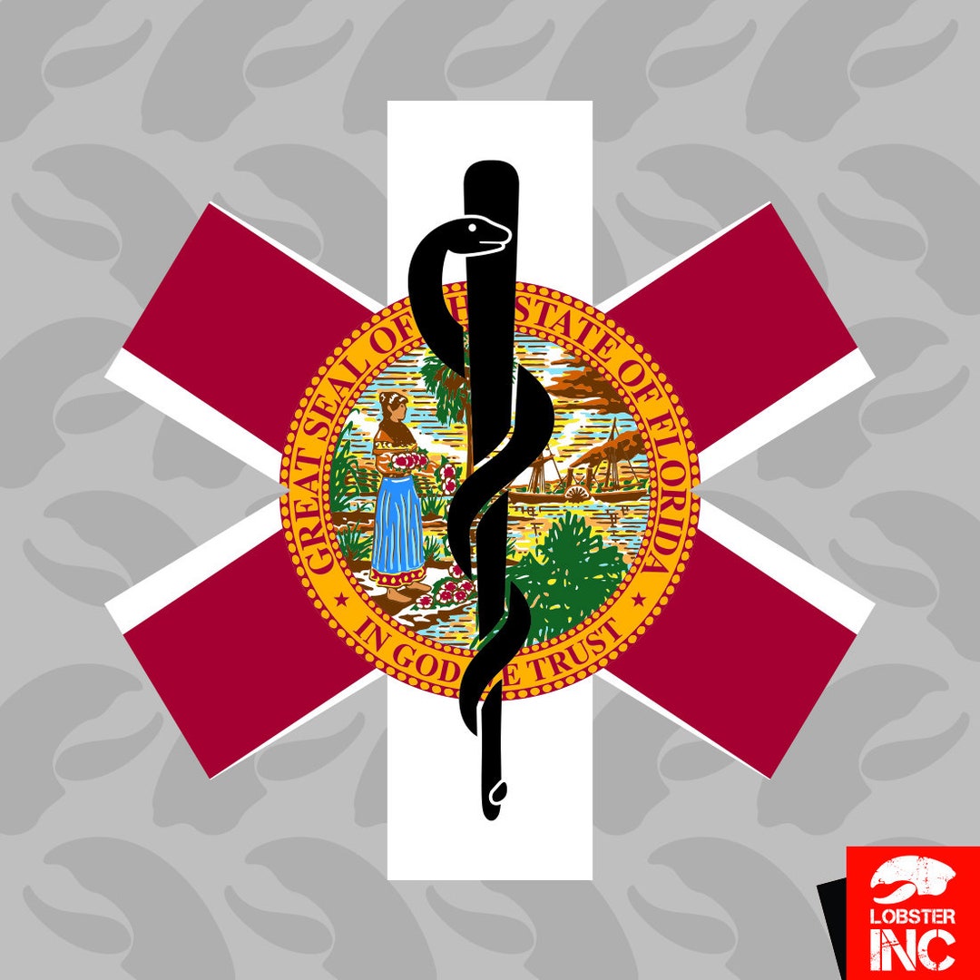Florida State Shaped EMT Flag Sticker Self Adhesive Vinyl EMS - Etsy