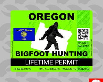 Oregon Bigfoot Hunting Permit T-Shirt Tee Shirt Free Sticker Sasquatch Lifetime