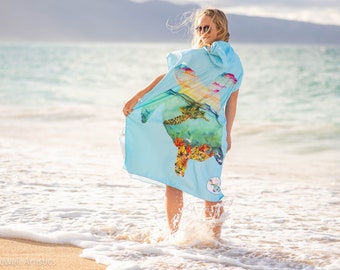 Turtle Silhouette Sunset Poncho