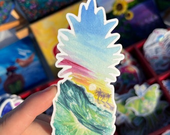Pineapple Sticker | Pineapple Silhouette Sticker | Vinyl Waterproof Sticker | Watercolor Sticker | Water Bottle Sticker | Laptop Sticker
