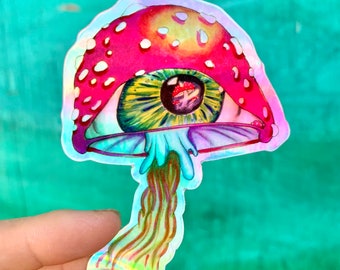 Svampklistermärke | Trippy-klistermärke | Vattentätt vinylklistermärke | Akvarellklistermärke | Vattenflaskklistermärke | Laptopklistermärke