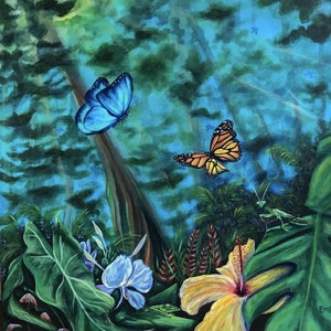 Jungle Artwork | The Road To Hana in Maui Hawaii Artwork | Butterfly Artwork | Butterfly Decor | Flower Decor | Hawaii Artwork | Hibiscus