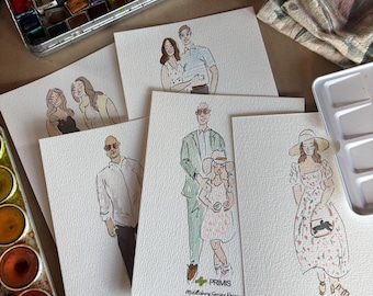 Live Wedding Guest Portrait Watercolor Paintings | Live Guest Illustrations | Wedding Guest Gifts | Live Event Artist | Wedding Favors