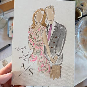 Live Wedding Guest Portrait Watercolor Paintings | Live Guest Illustrations | Live Wedding Guest Portraits in Virginia | Live Event Artist