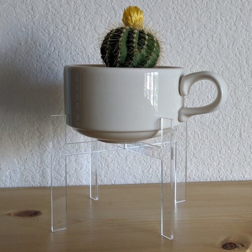 Small Plant Stand Acrylic Desk Stand Home Decor Mid Century Etsy