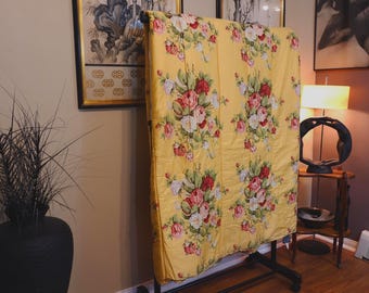 Ralph Lauren KATHLEEN Yellow Rose Bouquets Queen/Full Comforter Sateen True Vintage USA Quilter "Sharon" Awesome Condition Cottagecore