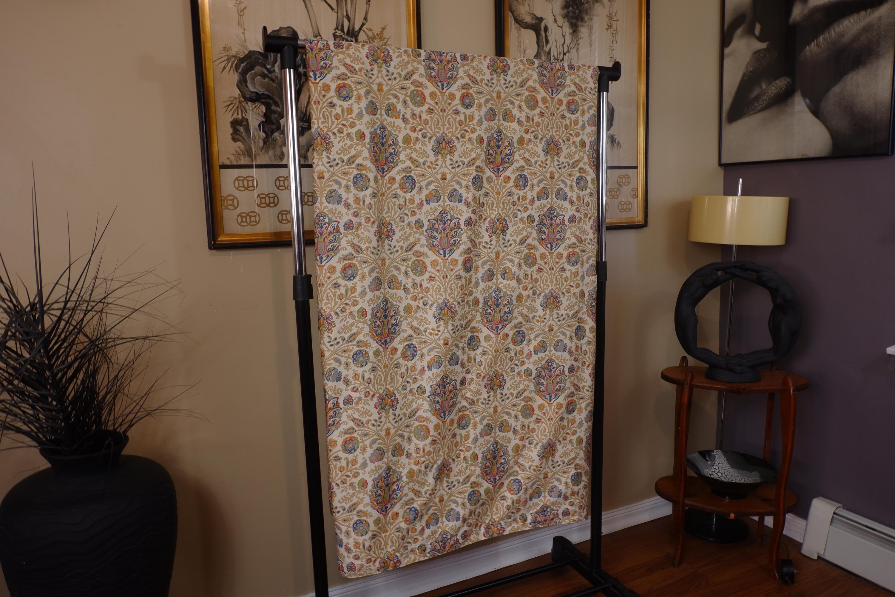 Ralph Lauren Queen/Full DUVET Cover *ONLY* MARRAKESH Rug Tapestry Duvet Comforter Cover Sateen Tan Multi Color Floral Abstract