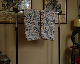 Ralph Lauren KING SHAMS Bluff Point Jute Trim Stencil Blue Cream Floral Design Envelope Close  Great Condition Rare  HTF