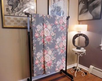 Ralph Lauren Pair Curtains Drapes KIMBERLY Panels Blue With Lovely Floral Bouquets Weighted Bottom Awesome Condition 84 by 38