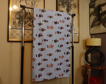 Ralph Lauren POLO BEARS Full Flat Sheet Blue White Stripe Green Tag