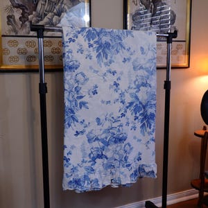 Ralph Lauren "ELSA" Lenzuolo piano blu bianco floreale QUEEN Made in Italy EC Vintage con bordo arricciato