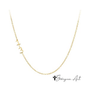 Personalized Mini Numbers Charm Necklace in Solid Gold: 10K, 14K or 18K ...