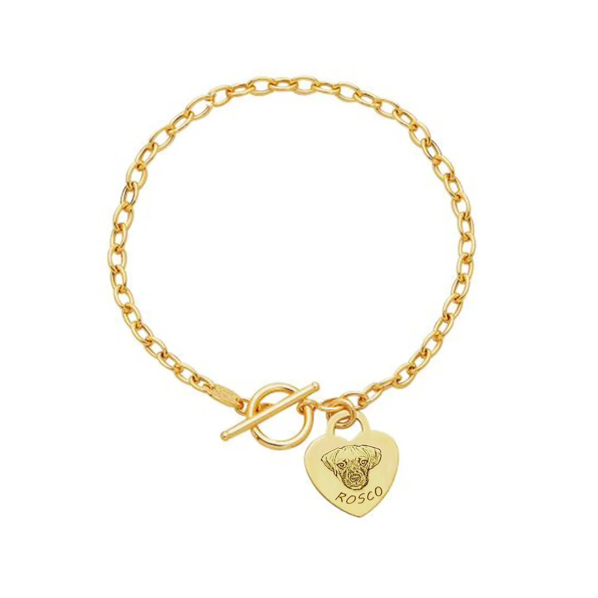 14K Solid Gold Dog Portrait Bracelet With Heart Shape Charm & - Etsy 14K Solid Gold Dog Portrait Bracelet With Heart Shape Charm & - Etsy