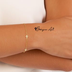 Multi Cross Bracelet in Solid Gold: 10K, 14K or 18K, Religious Jewelry Designs in Yellow, Rose or White Gold For Daughter, Mother, Sister.