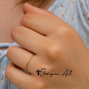 14K Solid Yellow Gold Mini Infinity Ring, Stackable Band Ring, Brained Infinity Ring for Woman, Minimalist Bead Ring