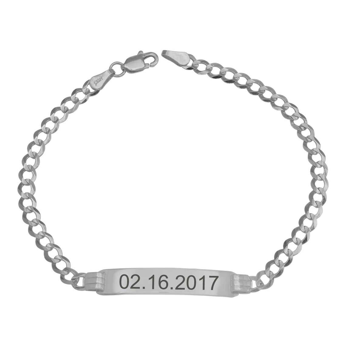 14K Solid Gold Kids ID Bracelet With Curb Chain Engrave Kids Etsy