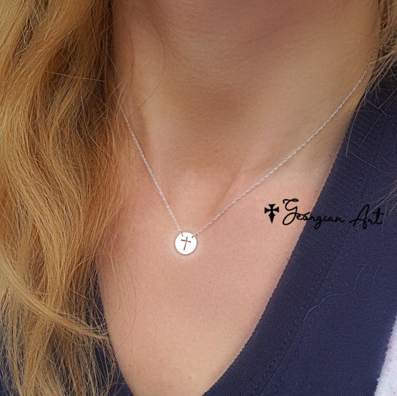 14K Gold Moon Cutout Disc Necklace by JEWLR