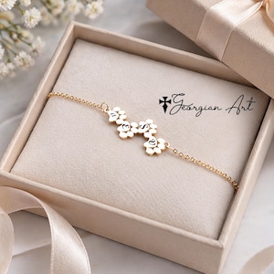 10K, 14K oder 18K Massivgold personalisierte Pfotenabdrücke Armband in Gelb, Rosé oder Weißgold, Gravieren Sie die Initialen Ihrer Haustiere.