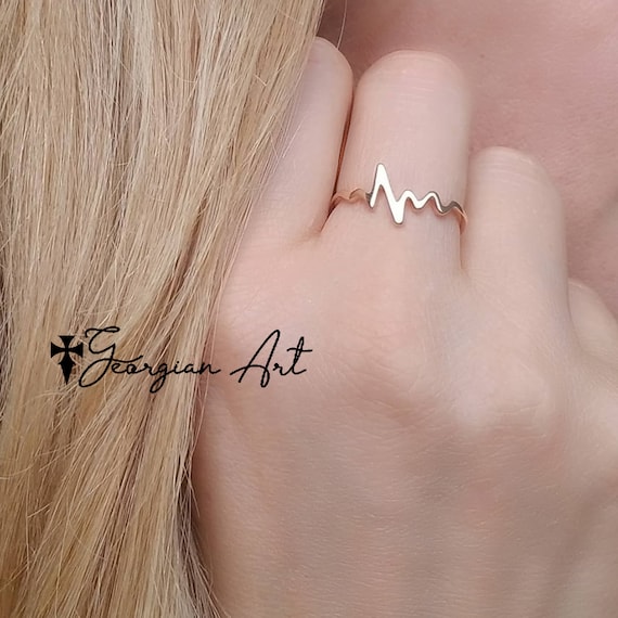 Buy Plain Heartbeat Gold Ring, Pulse Ring, Minimalist Ring, Promise Ring, Heartbeat  Ring, Dainty Ring, Wedding Ring, Personalized Gift,wave Ring Online in  India - Etsy