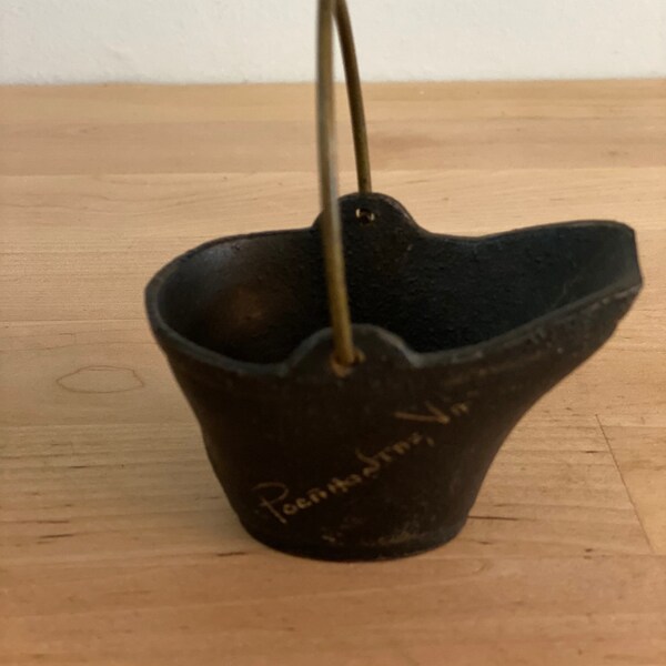 Vintage miniature iron coal bucket/ souvenir from Pocahontas, VA, collectible