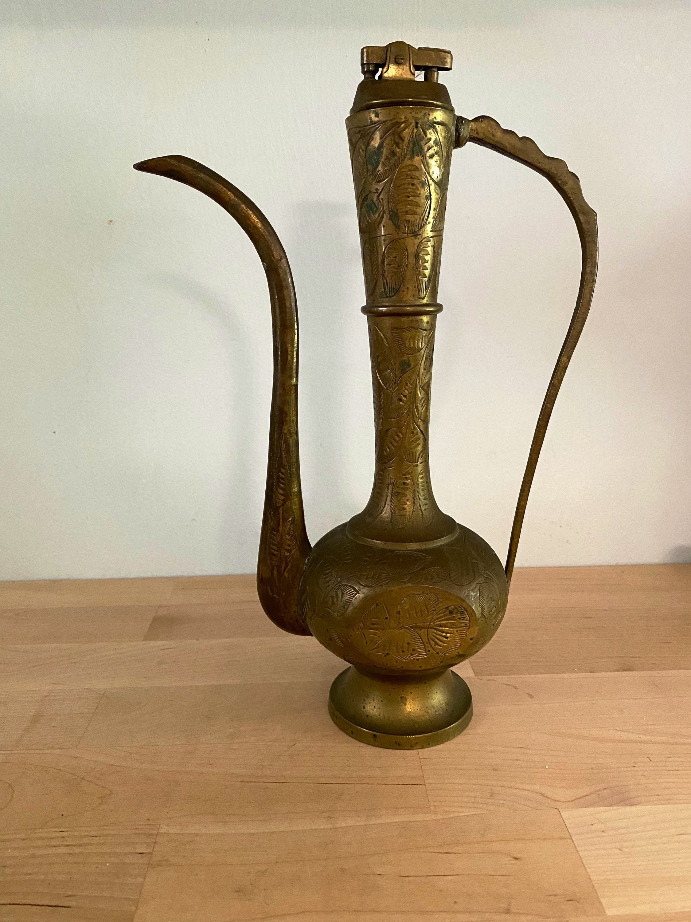 Vintage Ornate Etched Solid Brass Teapot Genie Lamp Etsy