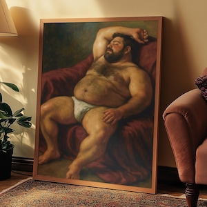 Chubby Gay Bear Art Print: Queer Body Positive Bedroom Decor (Digital Download)