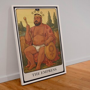 The Empress Tarot Card Poster – Queer Bear Art in Slips | Gay Okkulter Wanddruck | LGBTQ Digitales Tarot-Dekor | Schriftsatz & Bären Tarot