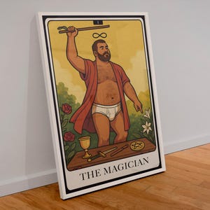 Tarotkaartposter The Magician – Gay Bear in slip | Queer occulte muurkunst | LGBTQ tarotprint | Collectie slips en beren
