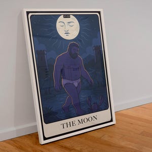 Mond Tarot Poster – Schwuler Bär in Slip | Queer spirituelle Wand Kunst | LGBTQ Tarot Digitaldruck | WoofyBriefs Download