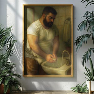 Gay Bear Bathroom Art Print: Body Positive Queer Decor (Digital Download)