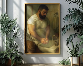 Gay Bear Bathroom Art Print: Body Positive Queer Decor (Digital Download)