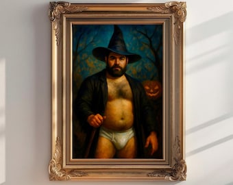 Gay Bear Witch-kunstprint: queer halloweendecor (digitale download)