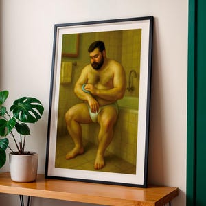 Chubby Gay Bear Art Print: Queer Bathroom Decor (Digital Download)