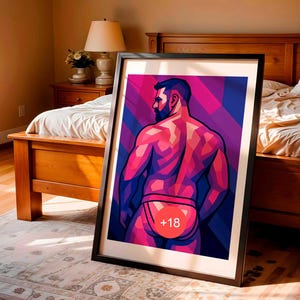 Gay Bear Art Print: Geometric Jockstrap, Queer Body Positive (Digital Download)