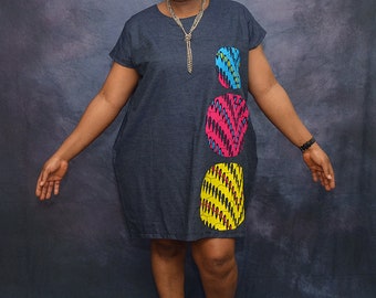 jeans gown with ankara combination